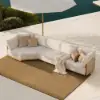 4-Piece Outdoor Teak & Aluminium Sectional Sofa Set with Chaise for 4 in Light Gray