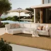 4-Piece Outdoor Teak & Aluminium Sectional Sofa Set with Chaise for 4 in Light Gray