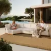 4-Piece Outdoor Teak & Aluminium Sectional Sofa Set with Chaise for 4 in Light Gray