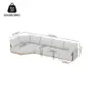4-Piece Outdoor Teak & Aluminium Sectional Sofa Set with Chaise for 4 in Light Gray