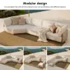 4-Piece Outdoor Teak & Aluminium Sectional Sofa Set with Chaise for 4 in Light Gray