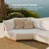 4-Piece Outdoor Teak & Aluminium Sectional Sofa Set with Chaise for 4 in Light Gray
