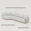 4-Piece Outdoor Teak & Aluminium Sectional Sofa Set with Chaise for 4 in Light Gray