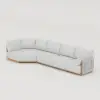4-Piece Outdoor Teak & Aluminium Sectional Sofa Set with Chaise for 4 in Light Gray