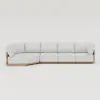 4-Piece Outdoor Teak & Aluminium Sectional Sofa Set with Chaise for 4 in Light Gray