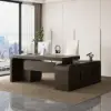 Chicent 71'' L-shaped Smoked Brown Computer Desk with Cabinet Left Hand