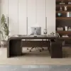 Chicent 71'' L-shaped Smoked Brown Computer Desk with Cabinet Left Hand