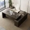 Chicent 71'' L-shaped Smoked Brown Computer Desk with Cabinet Left Hand