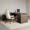Chicent 71'' L-shaped Smoked Brown Computer Desk with Cabinet Left Hand