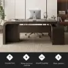 Chicent 71'' L-shaped Smoked Brown Computer Desk with Cabinet Left Hand
