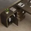 Chicent 71'' L-shaped Smoked Brown Computer Desk with Cabinet Left Hand