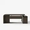 Chicent 71'' L-shaped Smoked Brown Computer Desk with Cabinet Left Hand
