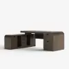 Chicent 71'' L-shaped Smoked Brown Computer Desk with Cabinet Left Hand