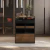 Saddle Leather 7-Dresser Walk-In Closet Island with Light & Jewelry Display – AUD-H2839