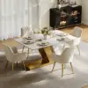 Dining Set 63" Modern Rectangle Sintered Stone Dining Table with 4 Chairs