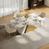 Dining Set 63" Modern Rectangle Sintered Stone Dining Table with 4 Chairs