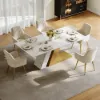 Dining Set 71" Modern Rectangle Sintered Stone Dining Table with 6 Chairs