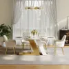 Dining Set 71" Modern Rectangle Sintered Stone Dining Table with 6 Chairs