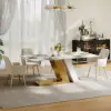 Dining Set 79" Modern Rectangle Sintered Stone Dining Table with 6 Chairs