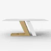 Dining Set 79" Modern Rectangle Sintered Stone Dining Table with 6 Chairs