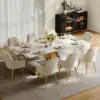 Dining Set 87" Modern Rectangle Sintered Stone Dining Table with 8 Chairs