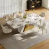Dining Set 87" Modern Rectangle Sintered Stone Dining Table with 8 Chairs