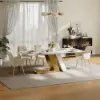 Dining Set 87" Modern Rectangle Sintered Stone Dining Table with 8 Chairs