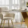 Dining Set 87" Modern Rectangle Sintered Stone Dining Table with 8 Chairs