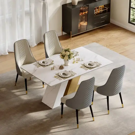Picture of Dining Set 160 cm Modern Rectangular Sintered Stone Dining Table with 4 Chairs – 5