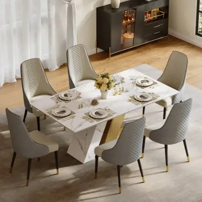 Dining Set 180 cm Modern Rectangle Sintered Stone Dining Table with 6 Chairs – AUD-H2845