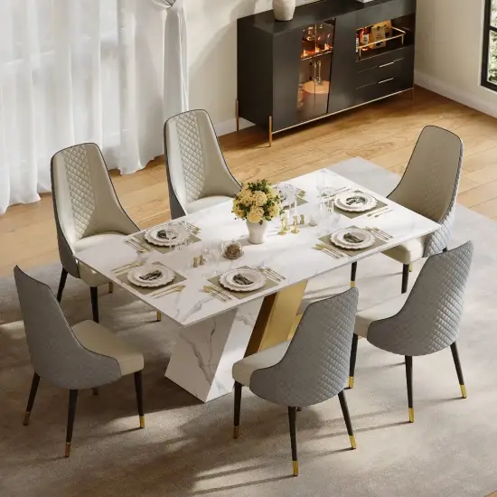 Dining Set 180 cm Modern Rectangle Sintered Stone Dining Table with 6 Chairs – AUD-H2845