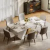Dining Set 200 cm Modern Rectangular Sintered Stone Dining Table with 6 Chairs – AUD-H2849