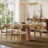 Dining Set 39"-55" Japandi Extendable Dining Table Natural with 4 Chairs