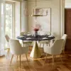Dining Set 152 cm Sintered Stone Dining Table with 6 Chairs