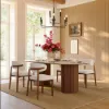 71" Oval Faux Travertine Dining Table Set with 6 Chairs