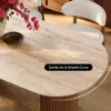 71" Oval Faux Travertine Dining Table Set with 6 Chairs