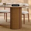71" Oval Faux Travertine Dining Table Set with 6 Chairs