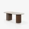 71" Oval Faux Travertine Dining Table Set with 6 Chairs