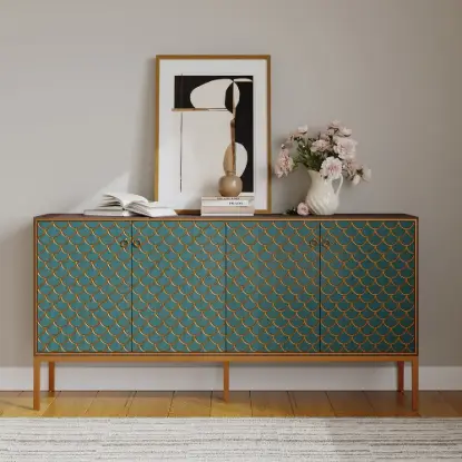 Modern 72" Wood Sideboard with 4 Doors & Adjustable Shelves