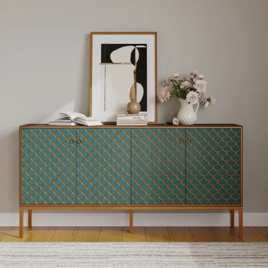 Modern 72" Wood Sideboard with 4 Doors & Adjustable Shelves