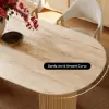Modern 71" Oval Natural Faux Travertine Dining Table with Fluted Base & Storage