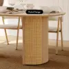 Modern 71" Oval Natural Faux Travertine Dining Table with Fluted Base & Storage
