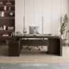 Chicent 71" L-shaped Smoked Brown Computer Desk with Cabinet Right Hand