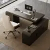 Chicent 71" L-shaped Smoked Brown Computer Desk with Cabinet Right Hand