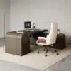 Chicent 71" L-shaped Smoked Brown Computer Desk with Cabinet Right Hand