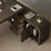 Chicent 71" L-shaped Smoked Brown Computer Desk with Cabinet Right Hand