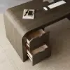 Chicent 71" L-shaped Smoked Brown Computer Desk with Cabinet Right Hand