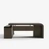 Chicent 71" L-shaped Smoked Brown Computer Desk with Cabinet Right Hand