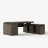 Chicent 71" L-shaped Smoked Brown Computer Desk with Cabinet Right Hand