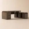 Chicent 71" L-shaped Smoked Brown Computer Desk with Cabinet Right Hand